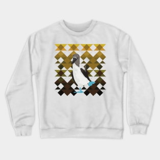 Booby Bird on Brown Geometric Pattern Crewneck Sweatshirt